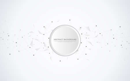 Geometric abstract background with connected dots and lines. Molecular structure and communication concept. Digital technology background and network connectionのイラスト素材
