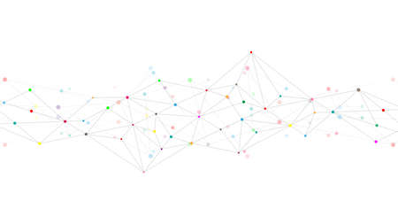 Abstract plexus background with connecting dots and lines. Global network connection, digital technology and communication conceptのイラスト素材