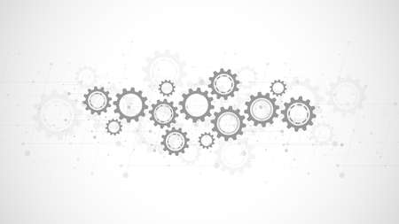 Cogs and gear wheel mechanisms. Hi-tech digital technology and engineering. Abstract technical backgroundのイラスト素材