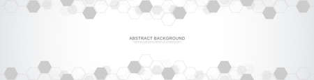 Banner design template. Abstract background with geometric shapes and hexagon pattern. Vector illustration for medicine, technology or science designのイラスト素材