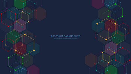 Abstract background with geometric shapes and hexagon pattern. Vector illustration for medicine, technology or science designのイラスト素材