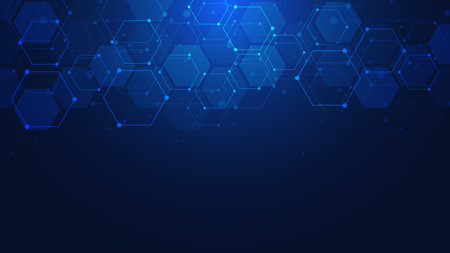 Abstract background with geometric shapes and hexagon pattern. Vector illustration for medicine,...