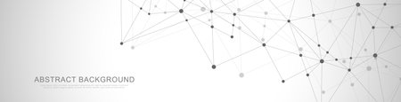 Website header or banner design with abstract geometric background and connecting dots and lines....