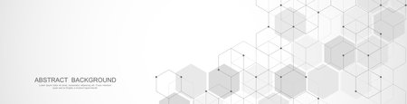 Banner design template. Abstract background with geometric shapes and hexagon pattern. Vector illustration for medicine, technology or science designのイラスト素材