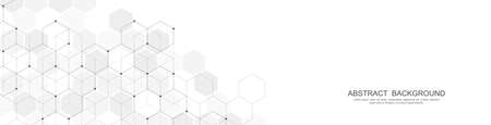 Banner design template. Abstract background with geometric shapes and hexagon pattern. Vector illustration for medicine, technology or science designのイラスト素材