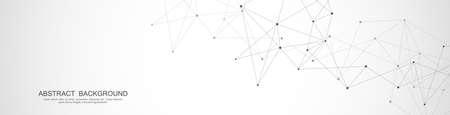 Website header or banner design with abstract polygonal background and connecting dots and lines. Global network connection. Digital technology with plexus background and space for your textのイラスト素材