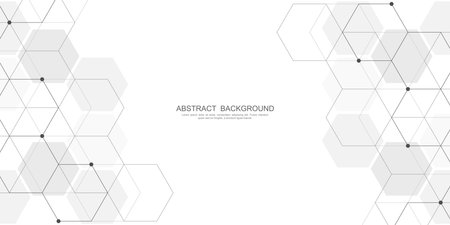Abstract background with geometric shapes and hexagon pattern. Vector illustration for medicine, technology or science designのイラスト素材