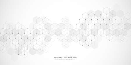 Abstract background with geometric shapes and hexagon pattern. Vector illustration for medicine, technology or science designのイラスト素材
