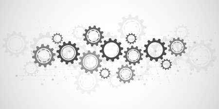 Cogs and gear wheel mechanisms. Hi-tech digital technology and engineering. Abstract technical backgroundのイラスト素材