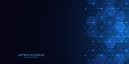 Abstract background with geometric shapes and hexagon pattern. Vector illustration for medicine, technology or science designのイラスト素材