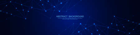 Website header or banner design with abstract polygonal background and connecting dots and lines. Global network connection. Digital technology with plexus background and space for your textのイラスト素材