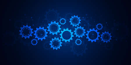 Cogs and gear wheel mechanisms. Hi-tech digital technology and engineering. Abstract technical backgroundのイラスト素材