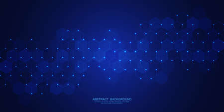 Abstract background with geometric shapes and hexagon pattern. Vector illustration for medicine, technology or science designのイラスト素材