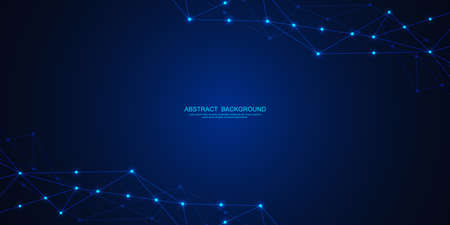 Abstract technology background with connecting dots and lines. Global network connection, digital technology and communication concept.のイラスト素材
