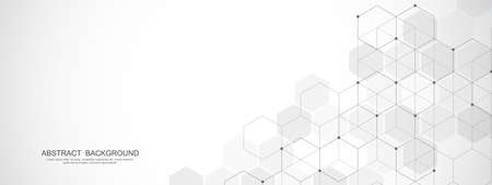 Abstract background with geometric shapes and hexagon pattern. Vector illustration for medicine, technology or science designのイラスト素材