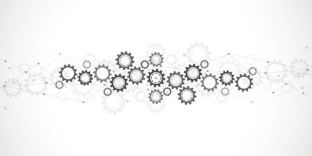 Cogs and gear wheel mechanisms. Hi-tech digital technology and engineering. Abstract technical backgroundのイラスト素材