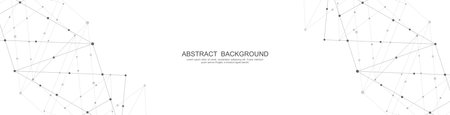Website header or banner design with abstract polygonal background and connecting dots and lines. Global network connection. Digital technology with plexus background and space for your textのイラスト素材