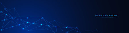 Website header or banner design with abstract polygonal background and connecting dots and lines. Global network connection. Digital technology with plexus background and space for your textのイラスト素材