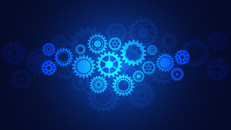 Cogs and gear wheel mechanisms. Hi-tech digital technology and engineering. Abstract technical backgroundのイラスト素材
