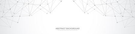 Website header or banner design with abstract polygonal background and connecting dots and lines. Global network connection. Digital technology with plexus background and space for your textのイラスト素材