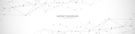 Website header or banner design with abstract polygonal background and connecting dots and lines. Global network connection. Digital technology with plexus background and space for your textのイラスト素材