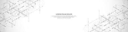 Website header or banner design template. Abstract technology background with arrows and linesのイラスト素材