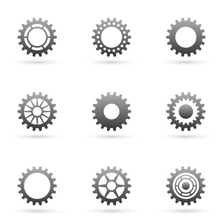 Icon set of cogs and wheels mechanismsのイラスト素材