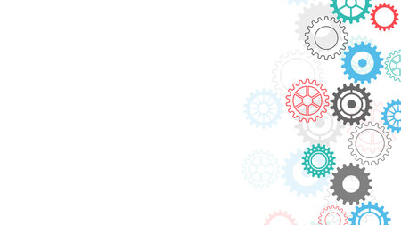 Cogs and gear wheel mechanisms. Concepts and ideas for hi-tech digital technology and engineering design. Abstract technical background of mechanical engineeringのイラスト素材