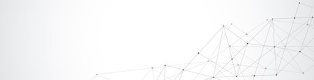 Website header or banner design with abstract geometric background and connecting dots and lines. Global network connection. Digital technology with plexus background and space for your textの写真素材