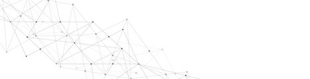 Website header or banner design with abstract geometric background and connecting dots and lines. Global network connection. Digital technology with plexus background and space for your textの写真素材