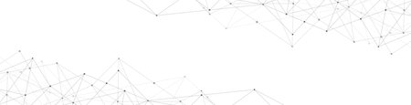 Website header or banner design with abstract geometric background and connecting dots and lines. Global network connection. Digital technology with plexus background and space for your textの写真素材