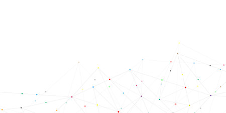 Abstract polygonal background with connecting dots and lines. Global network connection, digital technology and communication conceptの写真素材