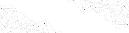 Website header or banner design with abstract geometric background and connecting dots and lines. Global network connection. Digital technology with plexus background and space for your textの写真素材