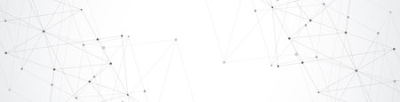 Website header or banner design with abstract geometric background and connecting dots and lines. Global network connection. Digital technology with plexus background and space for your textの写真素材