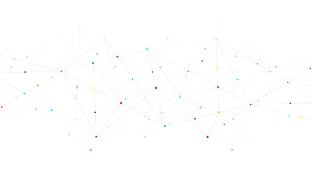 Abstract polygonal background with connecting dots and lines. Global network connection, digital technology and communication conceptの写真素材