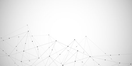 Abstract polygonal background with connecting dots and lines. Global network connection, digital technology and communication conceptの写真素材