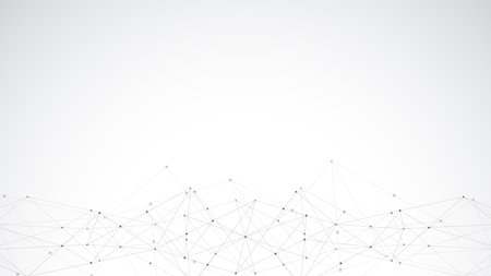 Abstract polygonal background with connecting dots and lines. Global network connection, digital technology and communication conceptの写真素材