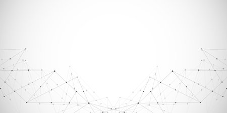 Abstract low poly background with connecting the dots and lines. Networking concept, internet connection and global communicationの写真素材