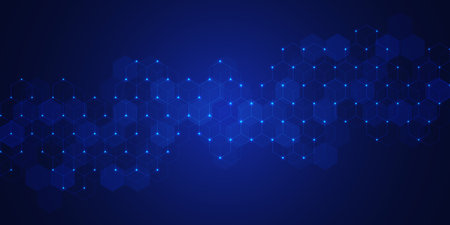 Abstract background with geometric shapes and hexagon pattern. Illustration for medicine, technology or science designの写真素材