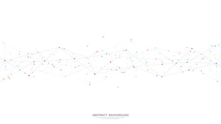 Abstract low poly background with connecting the dots and lines. Networking concept, internet connection and global communicationのイラスト素材