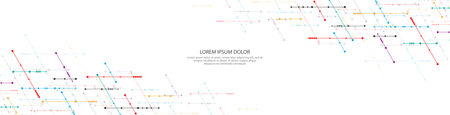 Website header or banner design template. Abstract technology background with arrows and linesのイラスト素材