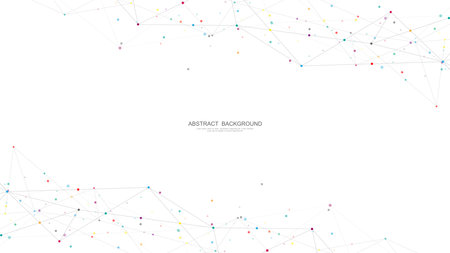 Abstract low poly background with connecting the dots and lines. Networking concept, internet connection and global communicationのイラスト素材