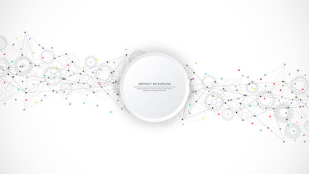 Abstract polygonal background with connecting the dots and lines. Networking concept, internet connection and global communicationのイラスト素材