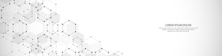 Abstract background and geometric pattern with hexagons for banner design or headerのイラスト素材