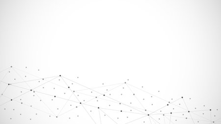 Abstract background and geometric pattern with connecting the dots and lines. Networking concept, internet connection and global communicationのイラスト素材