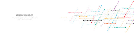 Website header or banner design template. Abstract technology background with arrows and linesのイラスト素材