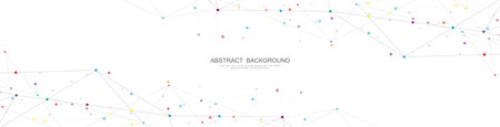 Abstract background and geometric pattern with connecting the dots and lines for banner design or headerのイラスト素材