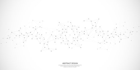 Abstract background and geometric pattern with connecting the dots and lines. Networking concept, internet connection and global communicationのイラスト素材