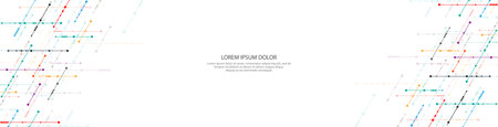 Website header or banner design template. Abstract technology background with arrows and linesのイラスト素材