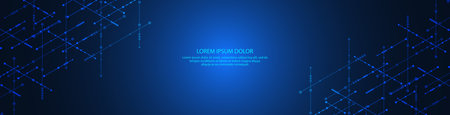 Website header or banner design template. Abstract technology background with arrows and linesのイラスト素材